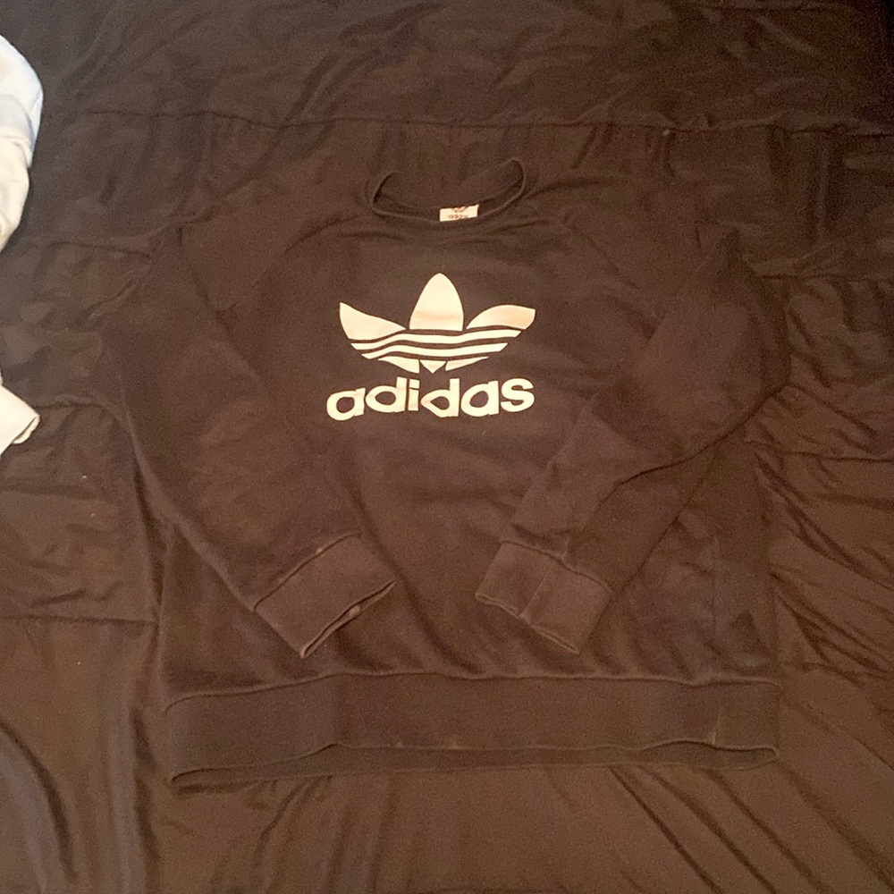 Black adidas trefoil crewneck size medium